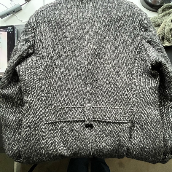 Dirk Bikkembergs Mens Herringbone Wool Coat with Strellson Hardware - Size Large - Picture 4 of 8